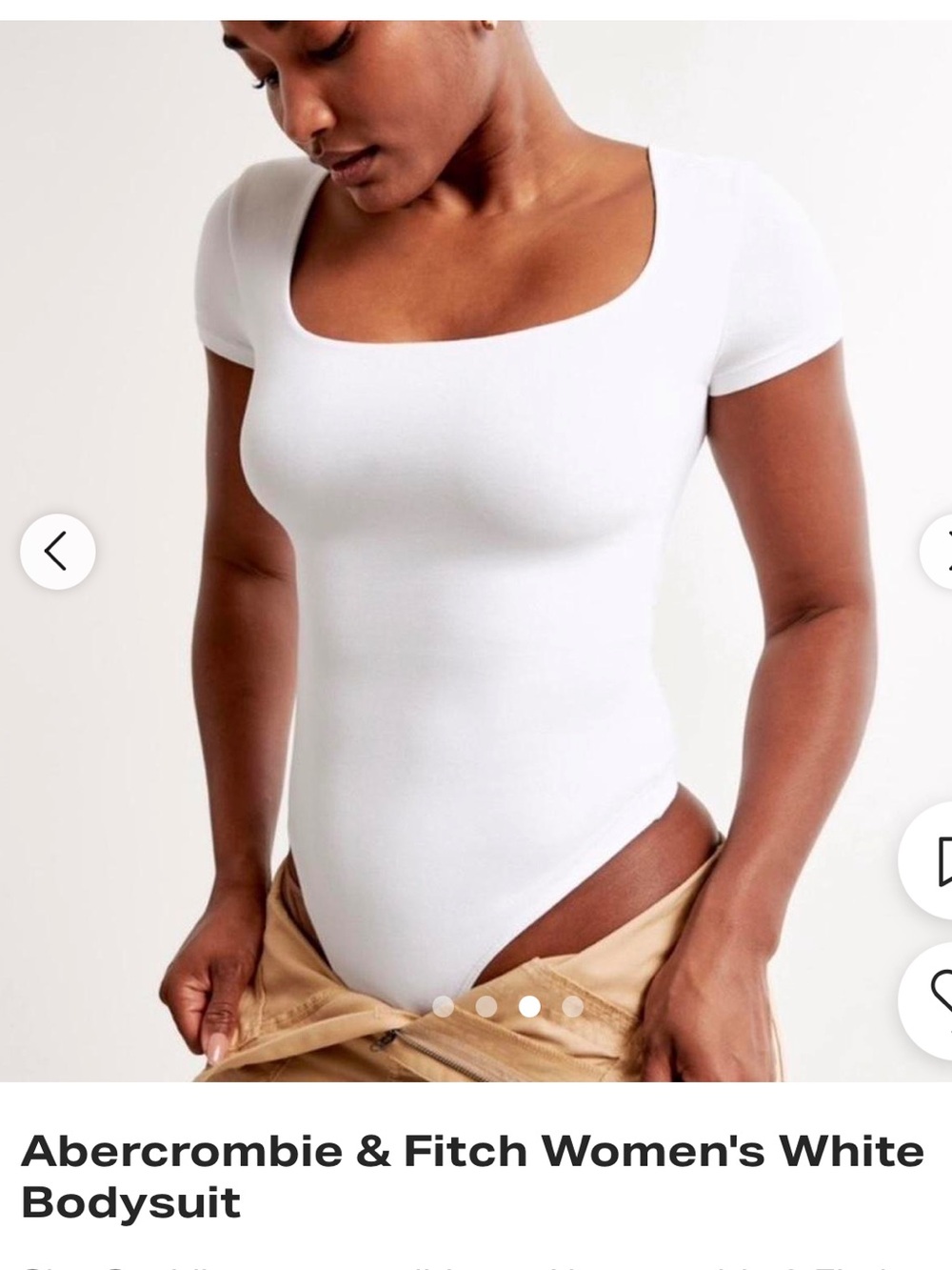 Abercrombie & Fitch White Square-Neck Short Sleeve Bodysuit